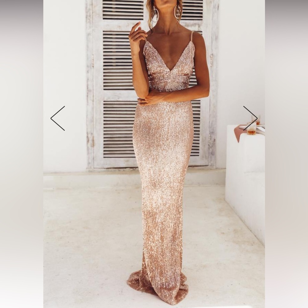 Hello Molly | Sequin Maxi Dress, Open Back
